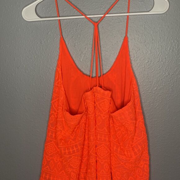 Lucky Brand Neon Orange Embroidered Detail Tank Size XL - Picture 9 of 10